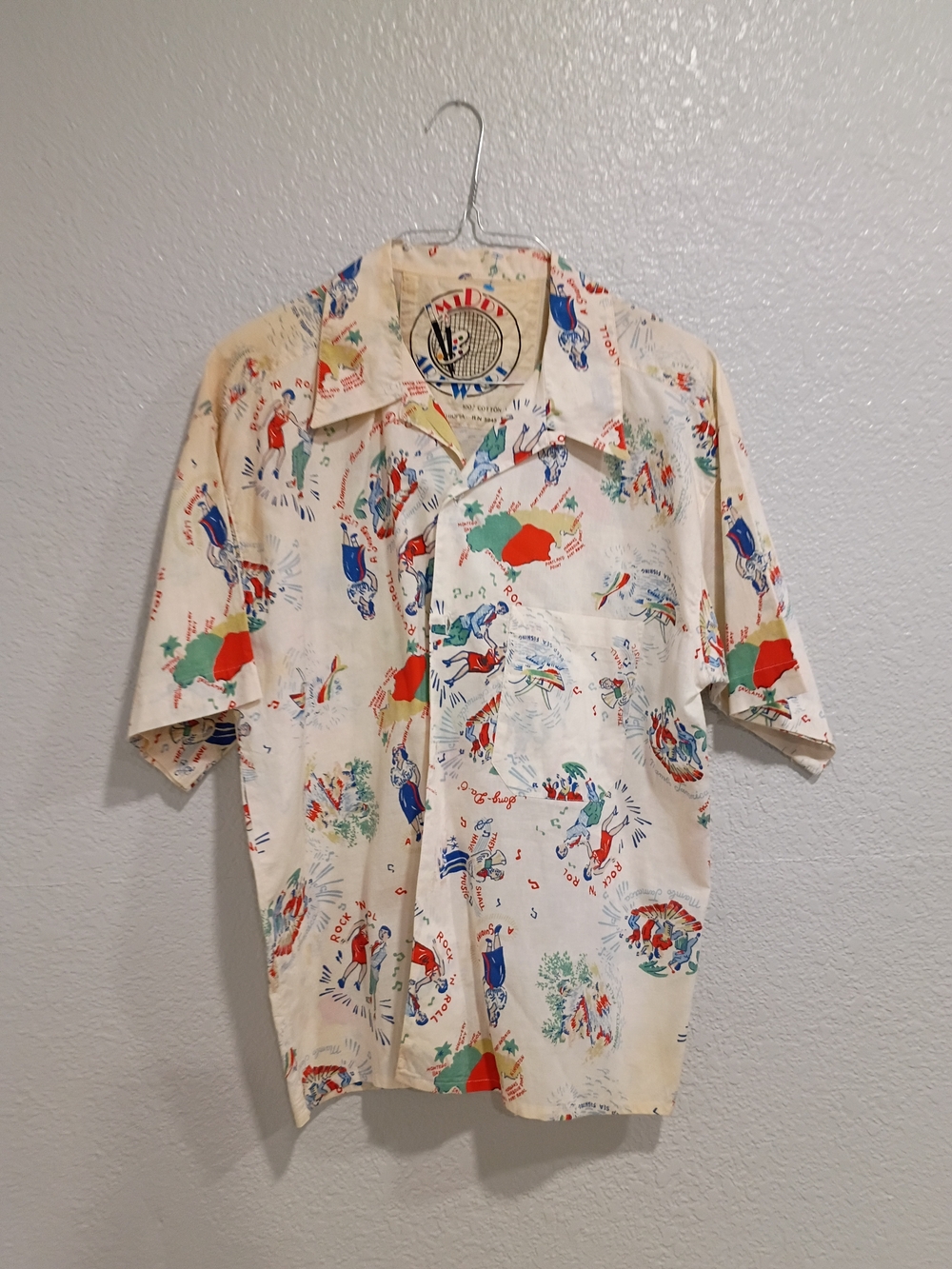 Middy Artwork Vintage Cream Jamaican Printed Short-Sleeve Men’s Shirt